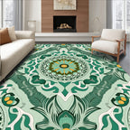Emerald Teal Floral Radial Art Rug