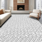 Monochrome Maze Geometric Abstract Lines Rug