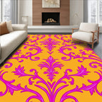 Baroque Pink Floral Ochre Rug