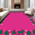 Festive Green Christmas Border Rug