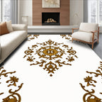 Ornate Golden Floral Medallion Corners Rug