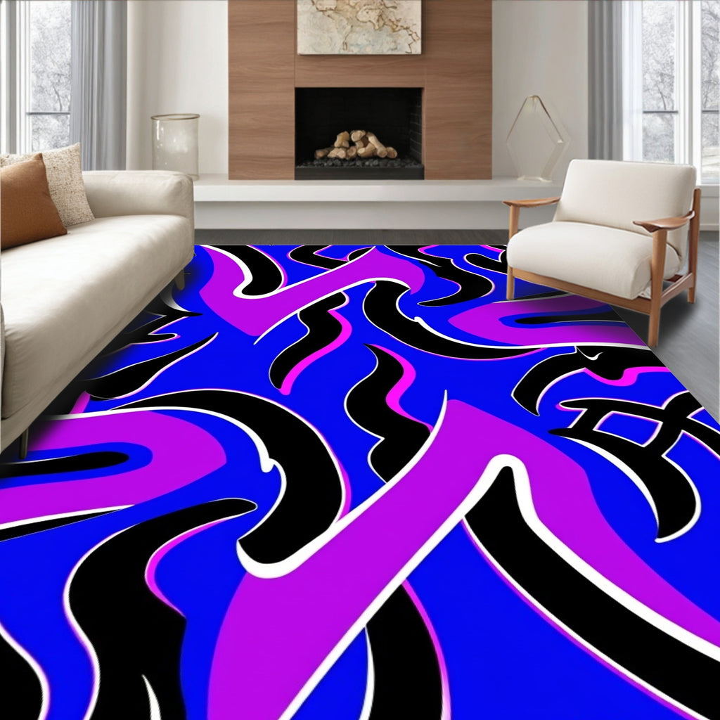 Vibrant Graffiti Swirl Abstract Rug