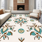 Ornate Teal Floral Scrollwork Rug