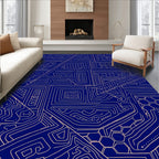 Abstract Navy Geometric Maze Rug