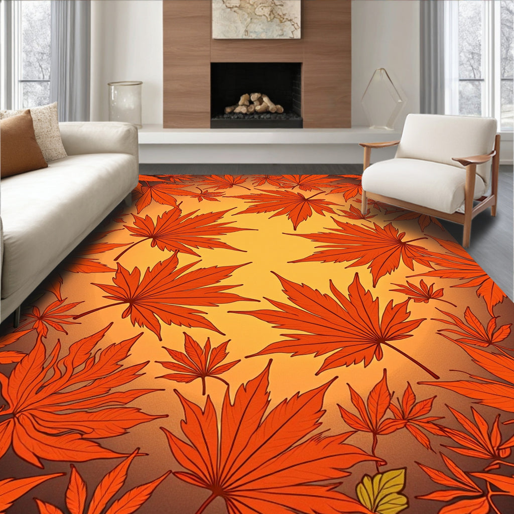 Autumn Maple Leaves Gradient Background Rug