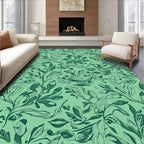 Verdant Emerald Leaf Swirls Rug
