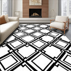Geometric Black Diamond Contemporary Rug