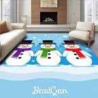 Winter Snowman Trio Hats Scarves Rug