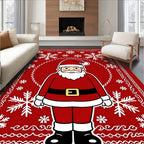 Festive Red Santa Snowflake Border Rug