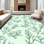 Mint Green Leafy Vine Scroll Rug