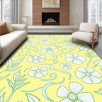 Yellow Floral Vine Swirl Rug