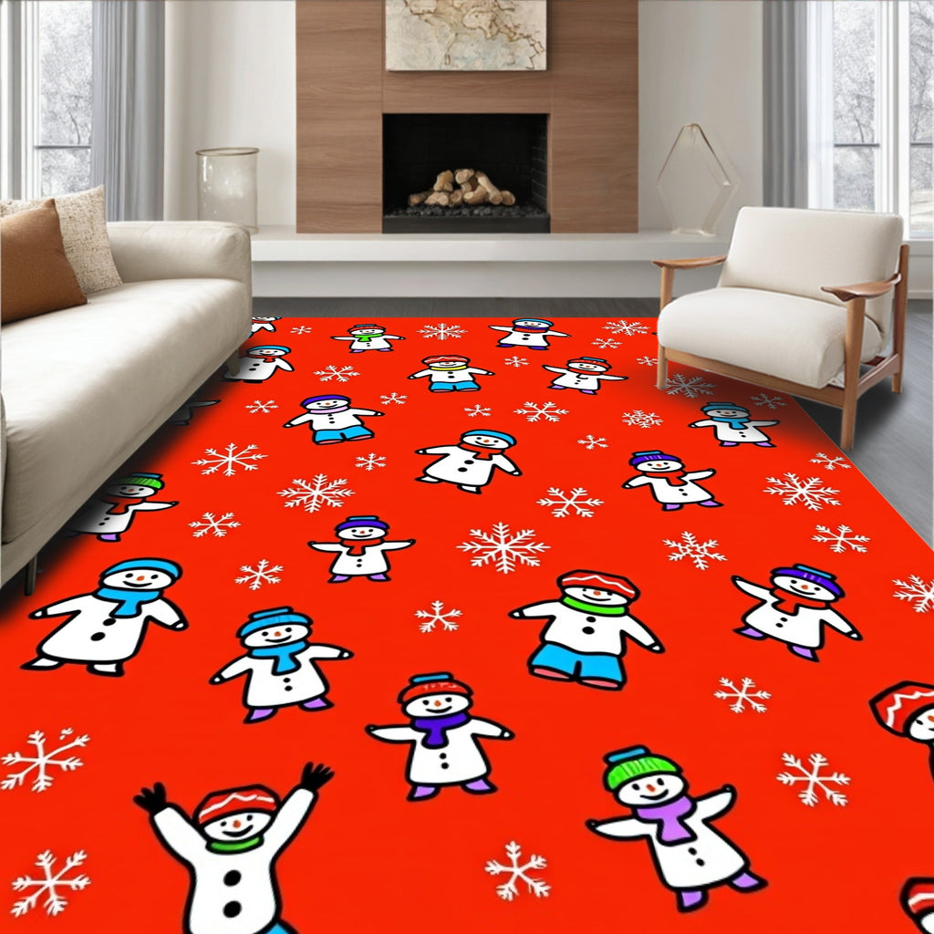 Red Snowman Snowstorm Collection Rug