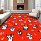 Red Snowman Snowstorm Collection Rug