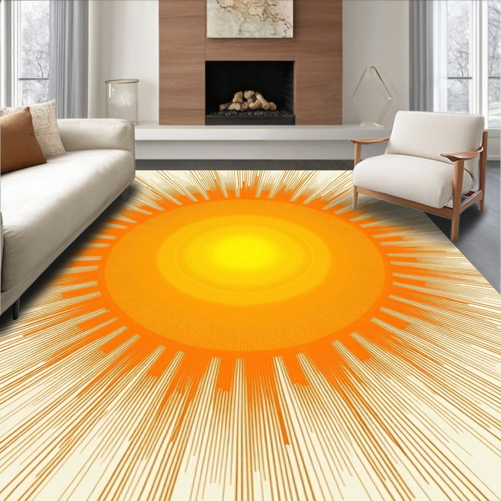 Radiant Yellow Sunburst Rays Rug