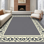 Cream and Charcoal Intertwined Border Rug