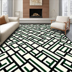 Modern Cream Emerald Intersecting Lines Rug
