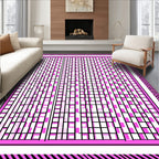 Pink Black Geometric Labyrinth Rug