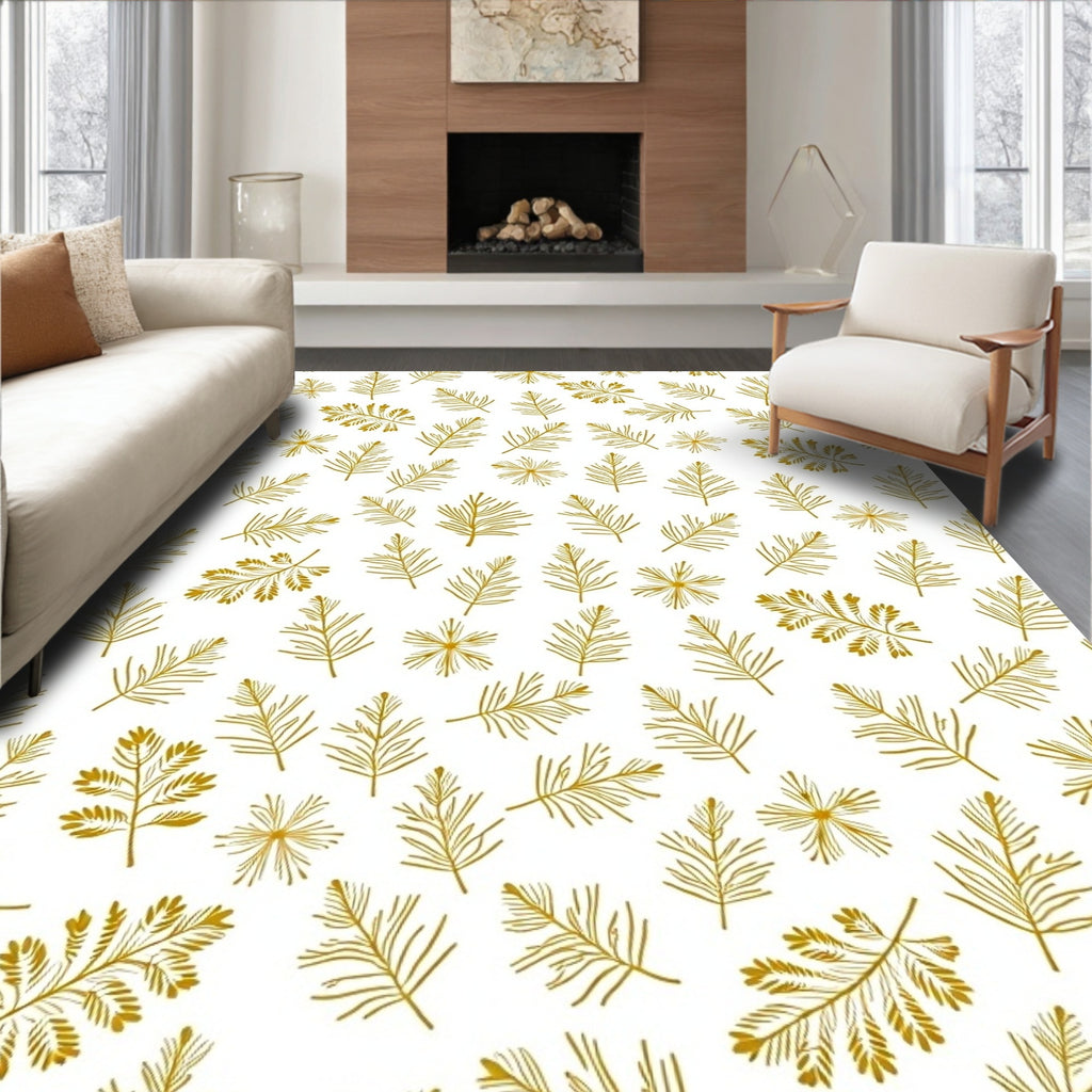 Golden Pine Needle Branch Scatter Rug