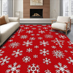 Crimson White Snowflake Scatter Rug
