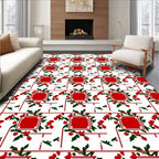 Bold Red Square Botanical Repeating Rug