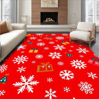 Red White Snowflake Gift Tree Rug