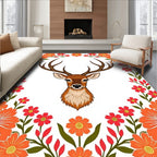 Vibrant Deer Floral Border Rug
