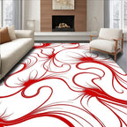 Crimson Swirling Floral Flourish Rug