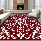 Crimson White Floral Medallion Accents Rug