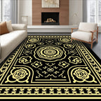 Ornate Black Golden Medallion Rug