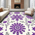 Vibrant Purple Floral Vine Medallion Rug