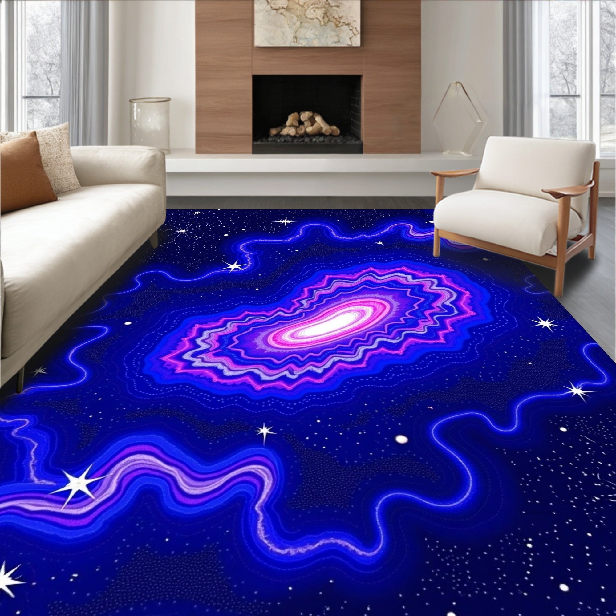 Cosmic Nebula Galaxy Swirl Rug