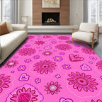 Pink Floral Heart Collage Rug