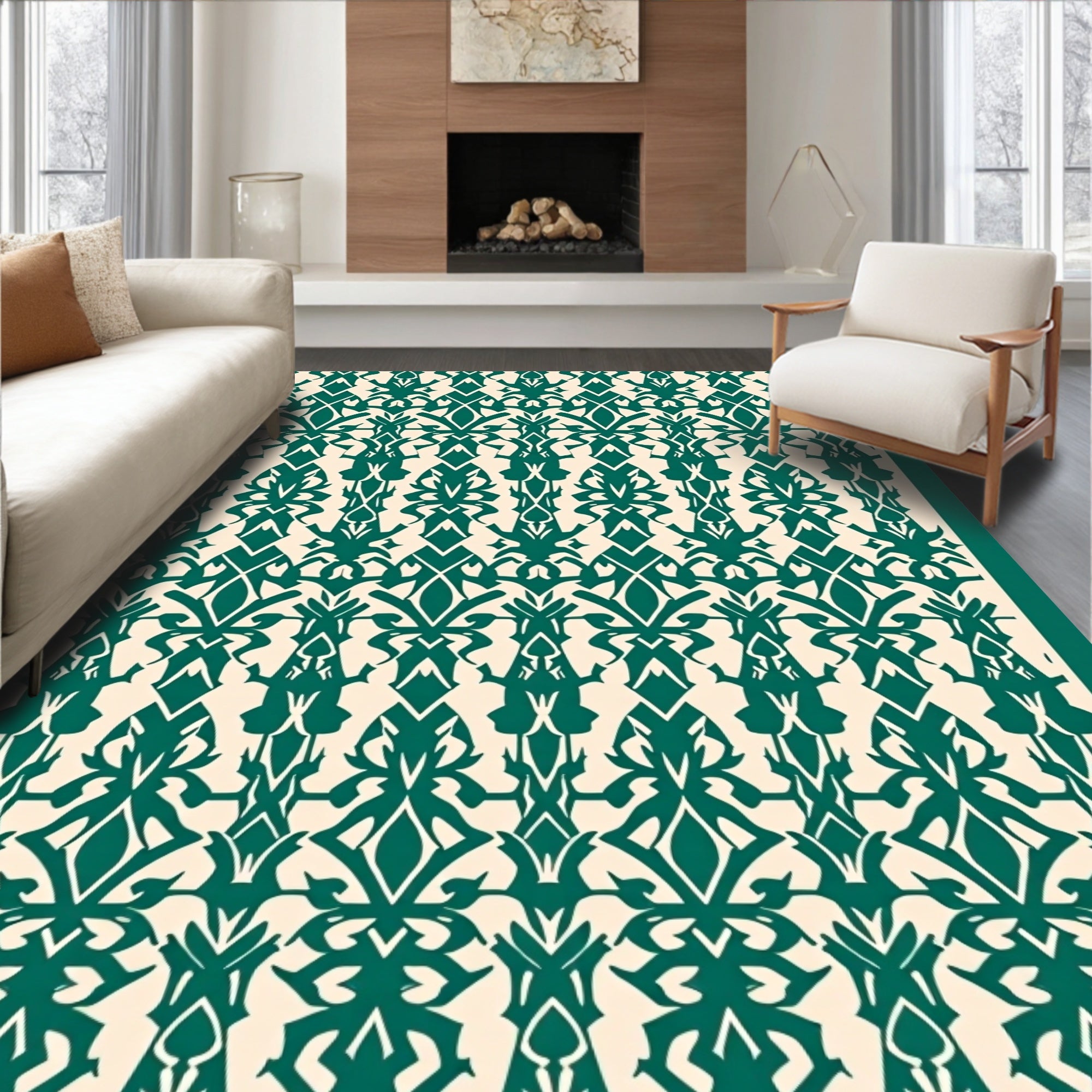 Teal Classic Symmetry Medallion Rug