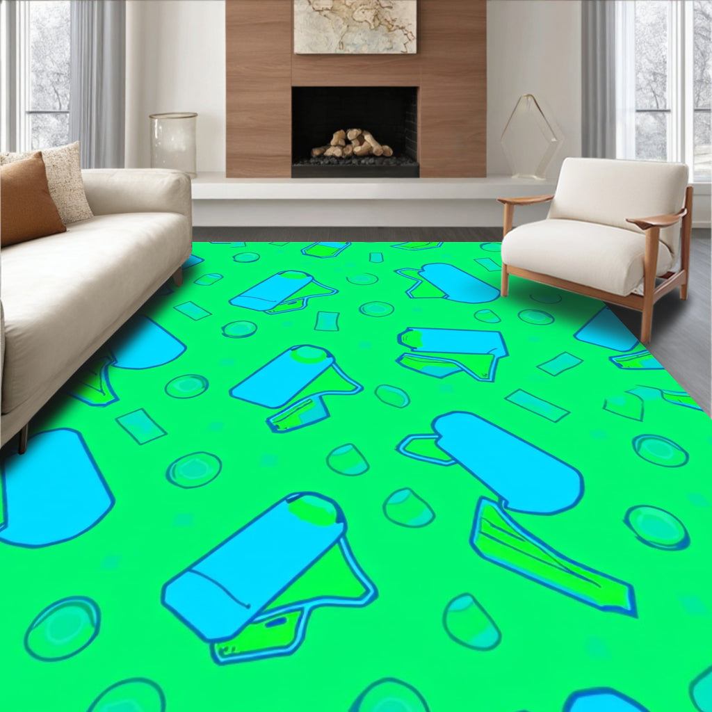 Bright Teal Abstract Cylinder Scatter Rug