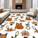 Brown Cat Plant Lamp Ensemble Rug