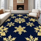 Golden Snowflake Navy Blue All-Over Rug