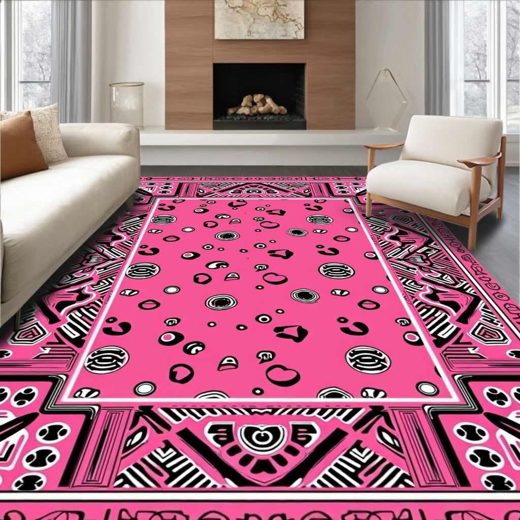 Hot Pink Abstract Heart Scattered Rug