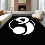 Bold White Contemporary Number Nine Rug