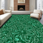 Emerald Green Floral Swirls Rug