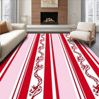 Red Pink Striped Serpent Vines Rug