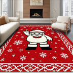 Festive Red Snowman Snowflake Border Rug