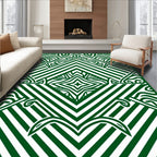 Emerald Green Abstract Geometric Stripes Rug