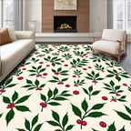 Green Leaf Red Berry Festive Rug