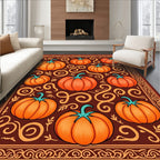 Harvest Orange Pumpkin Swirl Border Rug