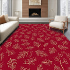 Scarlet Red Outline Floral Sprig Rug