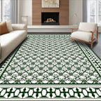 Dark Green Elaborate Lattice Border Rug