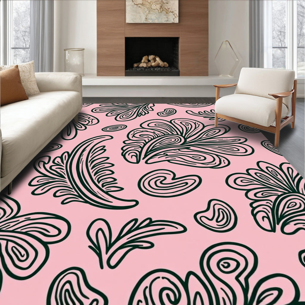 Pink Emerald Swirl Foliage Harmony Rug