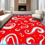 Red Swirls and Stars Abstract Rug