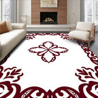 Deep Crimson Floral Medallion Border Rug