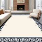 Classic Navy Geometric Border Rug